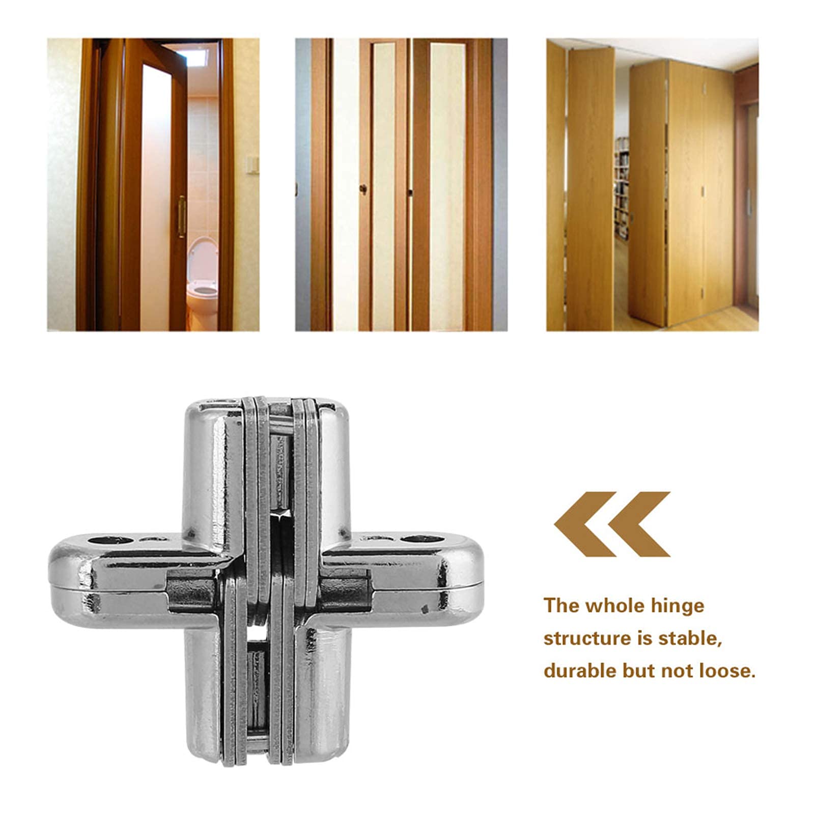 Stainless Steel 180 Degree Invisible Hidden Hinge - Frameless Concealed Door Hinge for Wooden Box, Cabinet, Front Door | Perfect for Modern Furniture, Home Improvement & DIY Projects
