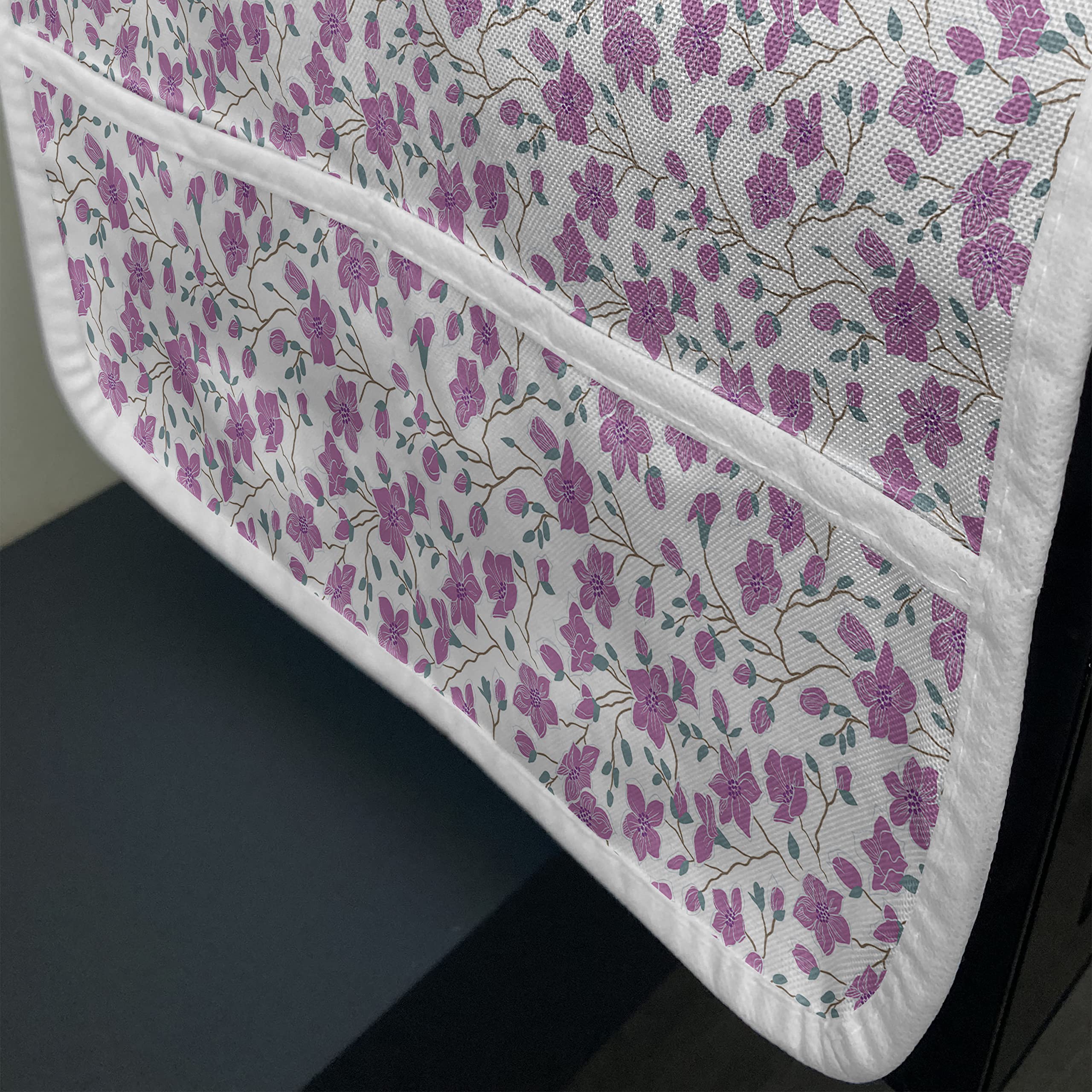 Ambesonne Floral Microwave Cover - Waterproof Pink Magnolia Design with Pockets, 36