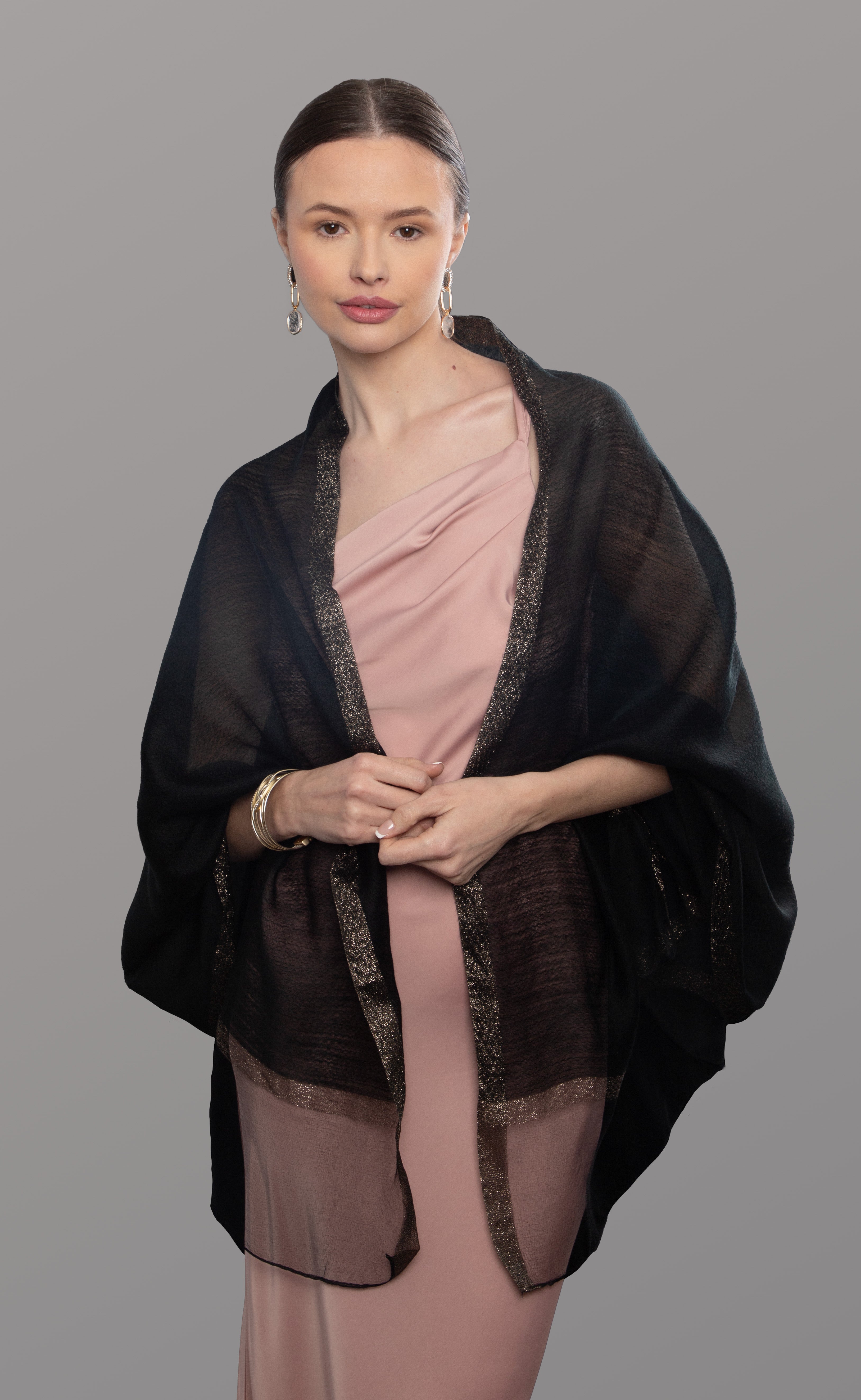 Elegant Shimmer Border Scarf - Soft Glitter Trim Shawl for Women, Perfect for Parties, Weddings & Evening Events