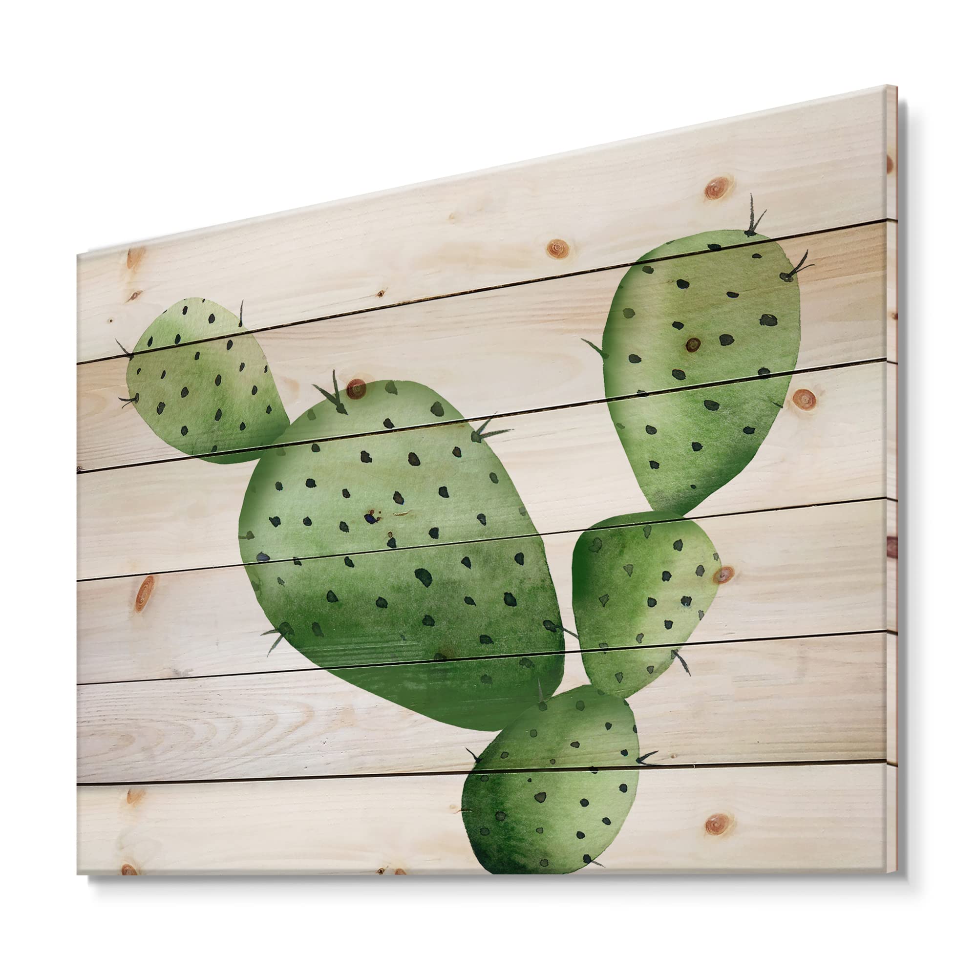 DesignQ Green Southwestern Cactus Tropical Wood Wall Decor - Handmade Pine Wood Art with Floral Prints - Perfect for Boho Home Decor, Living Room Accent Wall & Bedroom Wall Art