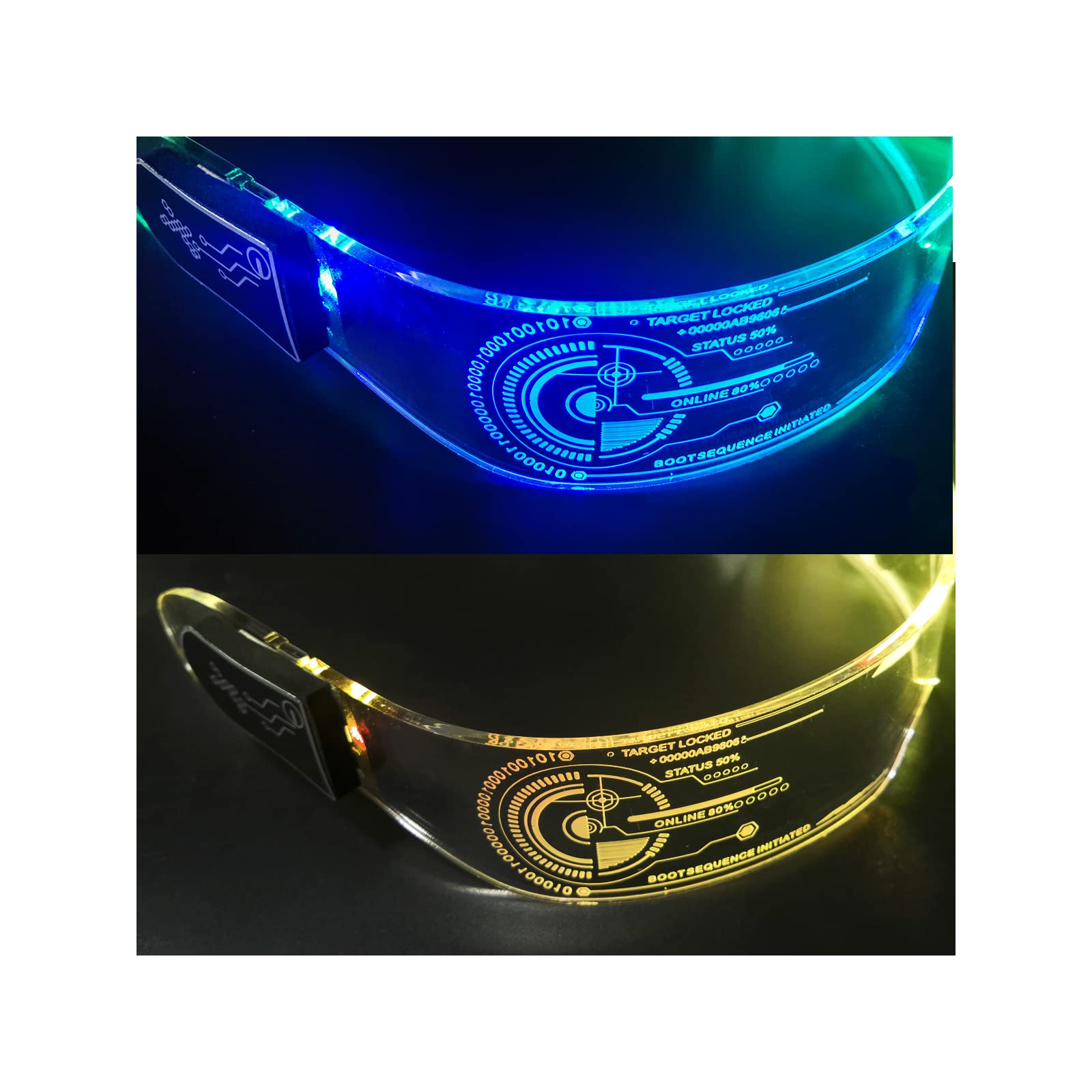 USB Rechargeable LED Light Up Glasses - 7 Color Changing Flashing Party Glasses for Halloween, Cosplay, Rave & Nightclub Events - Perfect for DJ Parties, Concerts and Festivals