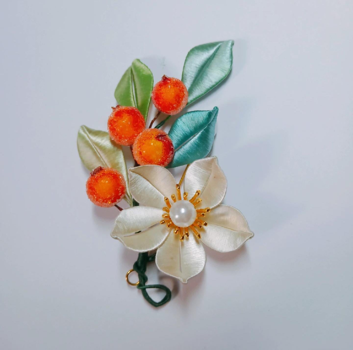Exquisite Handmade Silk Brooch - Berry & Flower Design for Women's Fashion Accessories | Perfect for Weddings, Parties, and Special Occasions