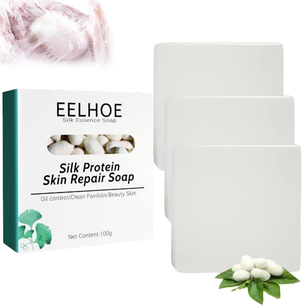 YSWG SkinFerm Collagen & Silk Protein Whitening Soap Bar - Goat Milk & Collagen Enriched for Skin Repair & Brightening - Super Soft Natural Soap for Glowing Skin (3-Pack Square Bars) - Perfect for Daily Cleansing, Acne Treatment & Skin Rejuvenation