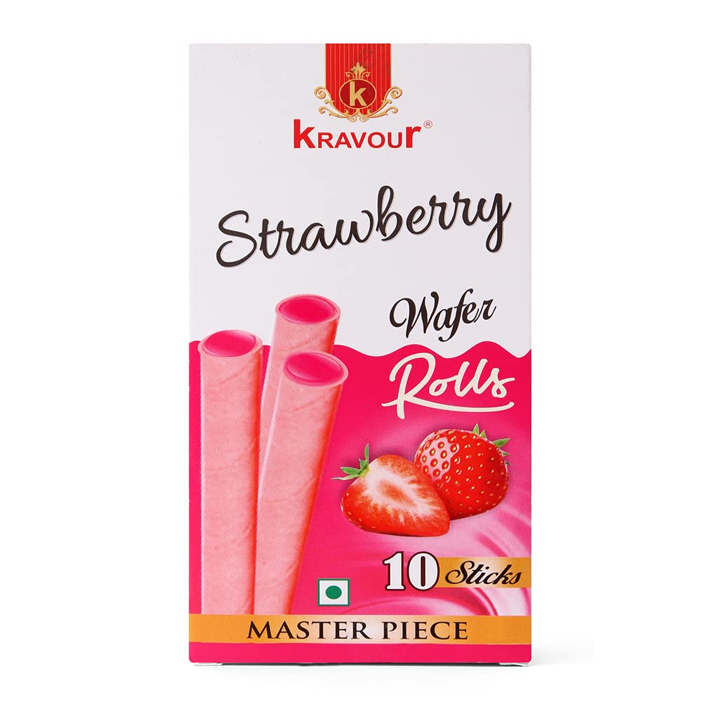 Kravour Wafer Rolls Combo Pack 400G - Chocolate, Dark Chocolate & Strawberry Flavors (100G Each) | Crispy Snacks for Parties, Gifts & Dessert Lovers