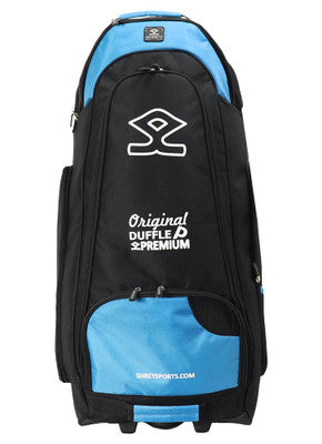 Shrey Original Pro Premium Duffle Wheelie Cricket Bag - Black & Blue | Large Capacity Sports Gear for Cricket Matches & Travel | Perfect for Players & Coaches