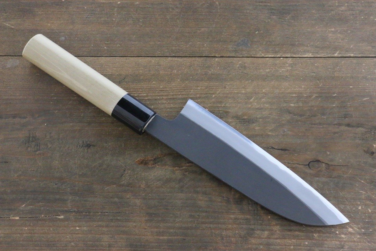 Premium Mutsumi Hinoura White Steel Kurouchi Santoku Knife 165mm - Japanese Chef Knife for Slicing, Dicing & Chopping - Perfect for Home Cooks & Professional Kitchens
