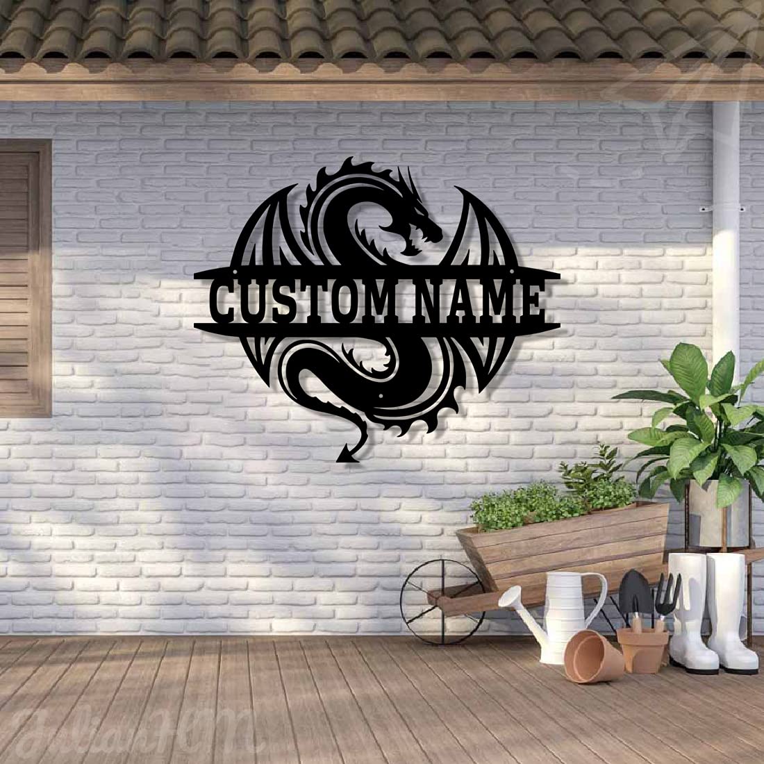 Custom LED Dragon Metal Wall Decor - Personalized Monogram Dragon Sign with Lights - 18x18 Inches - Unique Home & Bedroom Decor for Boys - Perfect for Nursery, Game Room, and Themed Parties