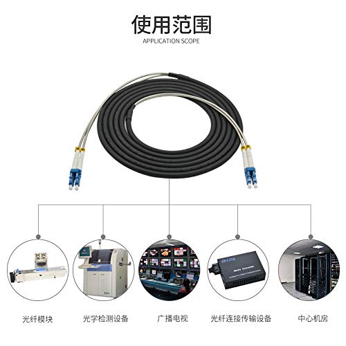 60M LC-LC 10G OS2 Outdoor Armored Duplex Fiber Optic Patch Cable - Single Mode, Waterproof, High Speed for Data Centers, Telecom Networks & Outdoor Installations