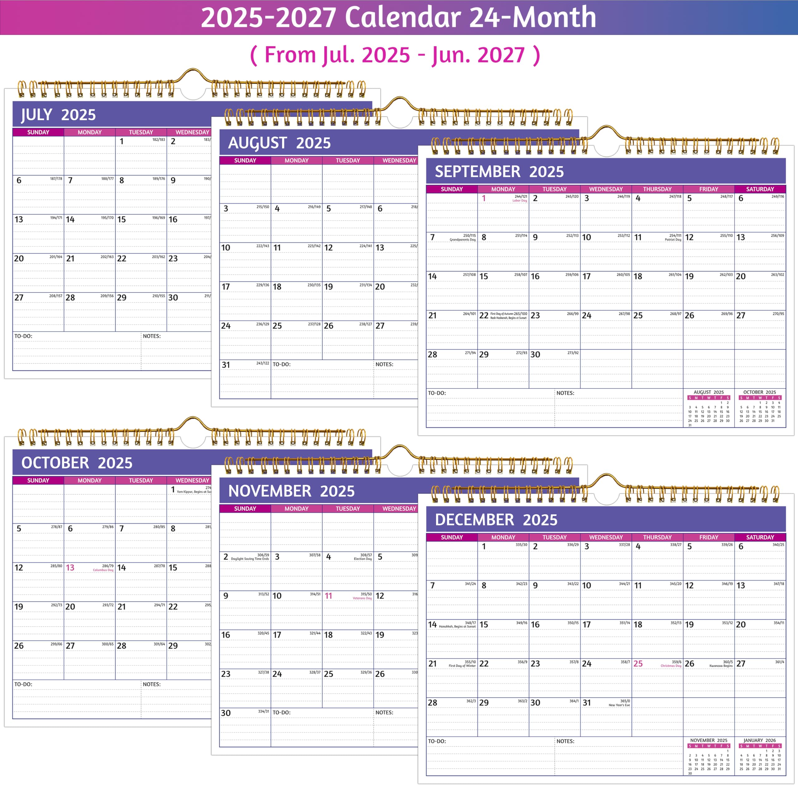 2025-2027 Wall Calendar | 2 Year Monthly Planner (July 2025 - June 2027) | 11