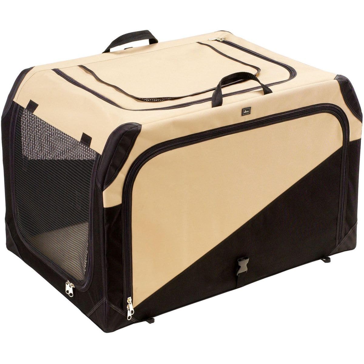 HUNTER 44956 Small Dog Carrier Travel Box - Beige & Black Pet Transport Crate for Car, Airplane & Vet Visits | Durable & Comfortable Pet Travel Solution
