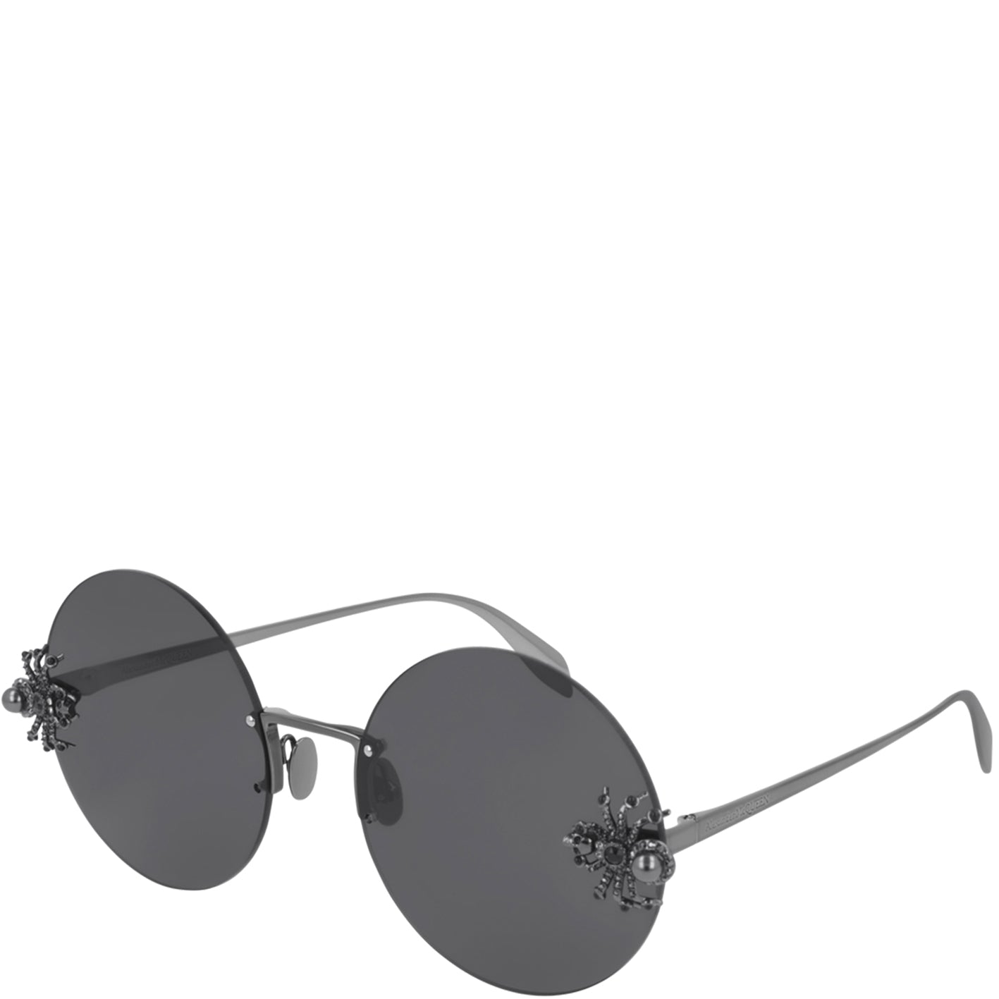 Fashionable Round Jewelled Spider Sunglasses - Ruthenium Grey Frame for Women & Men | UV Protection, Stylish Accessory for Outdoor, Beach, and Driving