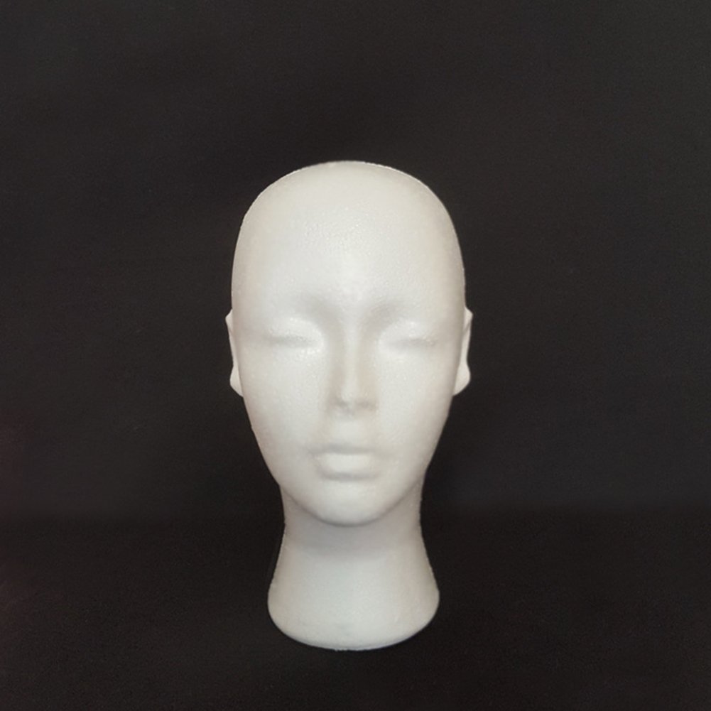 Styrofoam Mannequin Head for Wigs, Hairpieces & Glasses Display - White Female Foam Head Model for Salon, Beauty School & Retail Store Displays