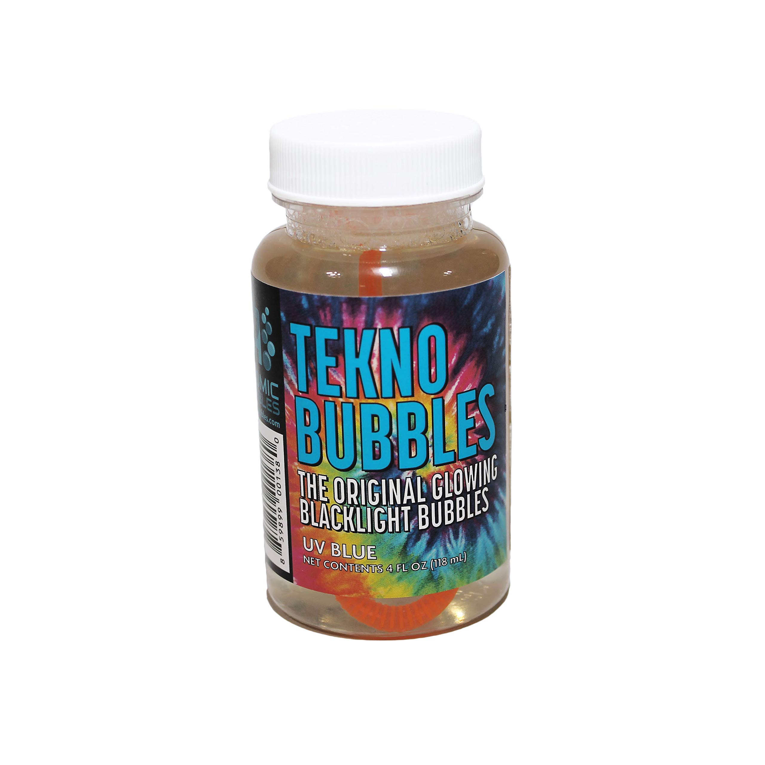 Tekno Bubbles - UV Blue Blacklight Glow Bubbles (4 fl oz) with Wand | Non-Toxic & Safe for Kids | Perfect for Glow Parties, Birthday Celebrations, Night Events & Outdoor Fun | Great for Halloween, Raves & Backyard Entertainment