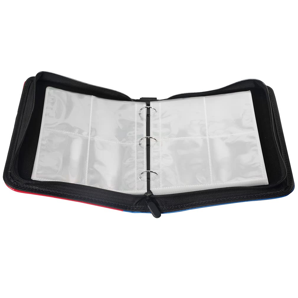 Premium Leatherette 4-Pocket Trading Card Binder with Zippered 3-Ring Design - Top Loading Protector for Baseball Cards, TCG & Collectibles | Perfect for Card Storage, Organization & Display at Home, Tournaments or Conventions