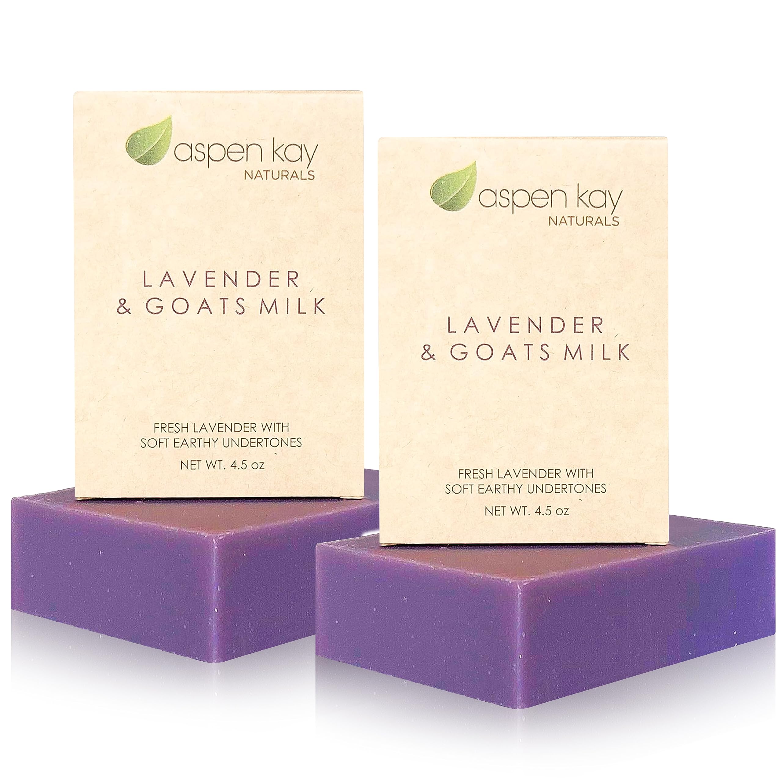Aspen Kay Naturals Lavender & Goats Milk Bar Soap - Organic & Natural Oils for All Skin Types | Moisturizing Hand & Body Soap for Women & Men (2 Pack) - Perfect for Daily Shower, Spa Day & Gift Giving