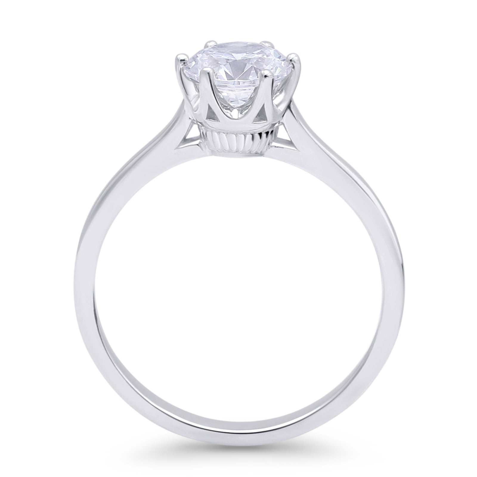 14K White Gold Art Deco Round Solitaire Cubic Zirconia Vintage Style Ring for Women - Elegant Wedding, Engagement, Anniversary Gift Idea