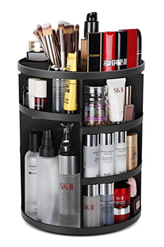 Syntus 360° Rotating Makeup Organizer - Adjustable Spinning Cosmetic Carousel with Large Capacity for Brushes, Lipsticks & Skincare | Bathroom Vanity Storage Shelf for Countertops & Dressers | Perfect for Makeup Artists & Beauty Enthusiasts