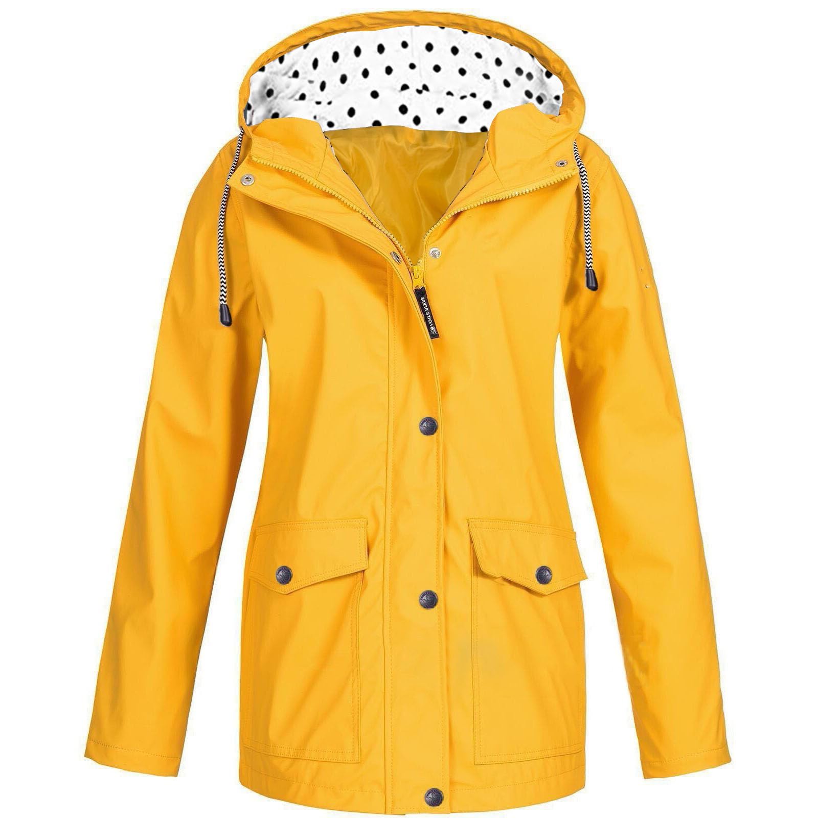 TIMIFIS Women's Waterproof Raincoat with Hood - Plus Size Lightweight Rain Jacket for Women, Trendy Winter Outerwear with Pockets - Perfect for Commuting, Hiking & Outdoor Activities