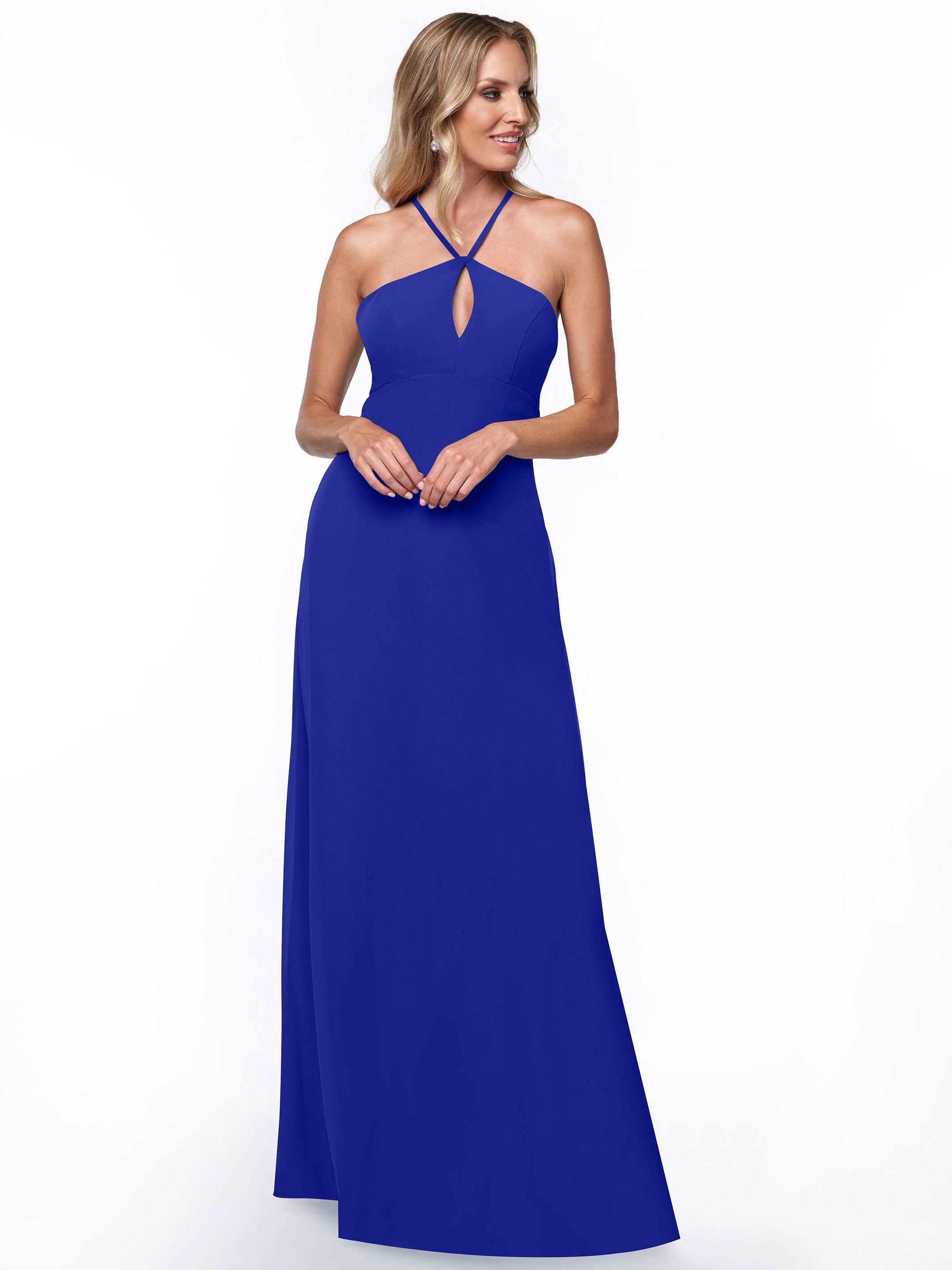 Elegant A-Line Chiffon Bridesmaid Dress with Keyhole Halter Neckline - Perfect for Weddings, Formal Events & Special Occasions