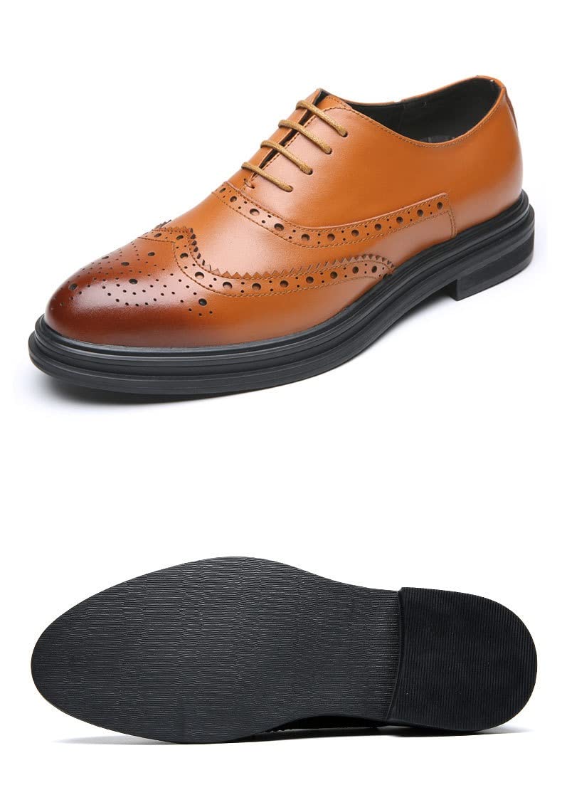 Men's Patent Leather Oxford Dress Shoes - Derby Wedding & Formal Lace-Up Shoes - Lightweight & Stylish for Business, Office & Special Occasions (Brown, Size 9.5) - Perfect for Weddings, Proms, Business Meetings & Formal Events