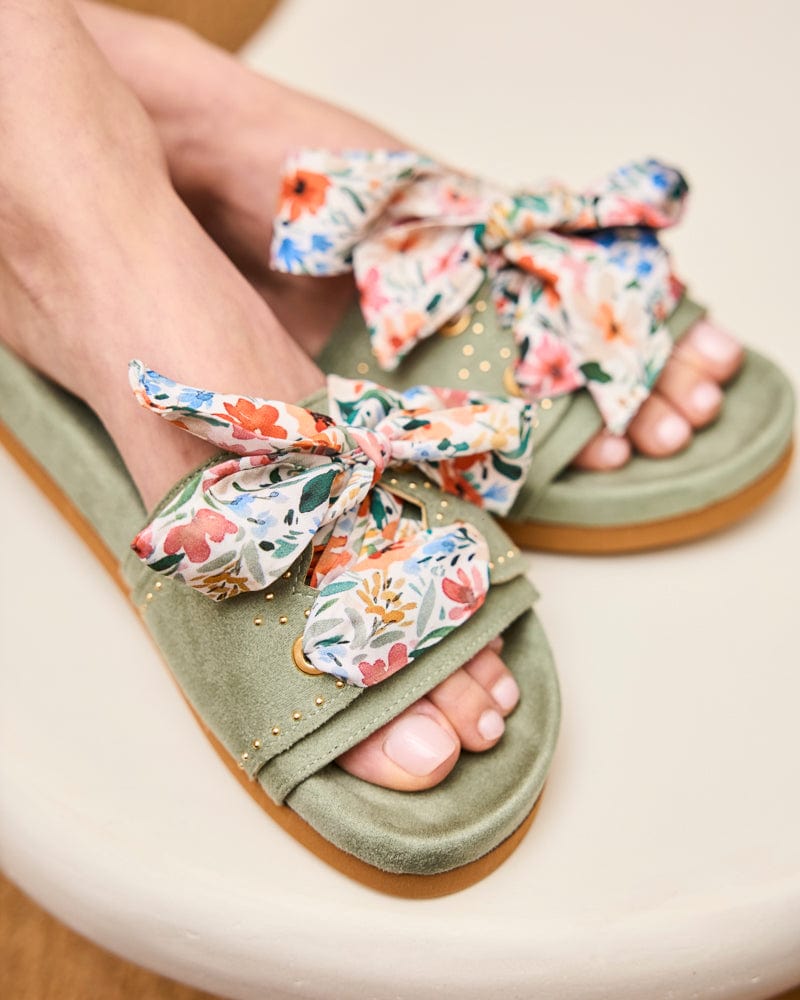 Dune Vegan Suede Slide Sandals for Women - Comfortable Summer Casual Shoes in Sage Green | Perfect for Beach, Poolside & Lounge Wear
