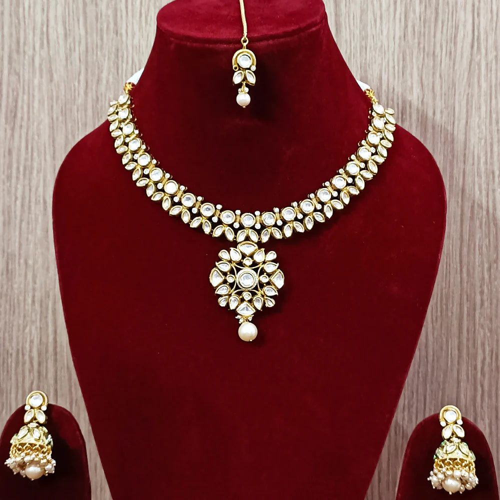 Luxury Gold Plated Royal Kundan Necklace and Earrings Set (D234) - Perfect for Weddings, Parties & Special Occasions
