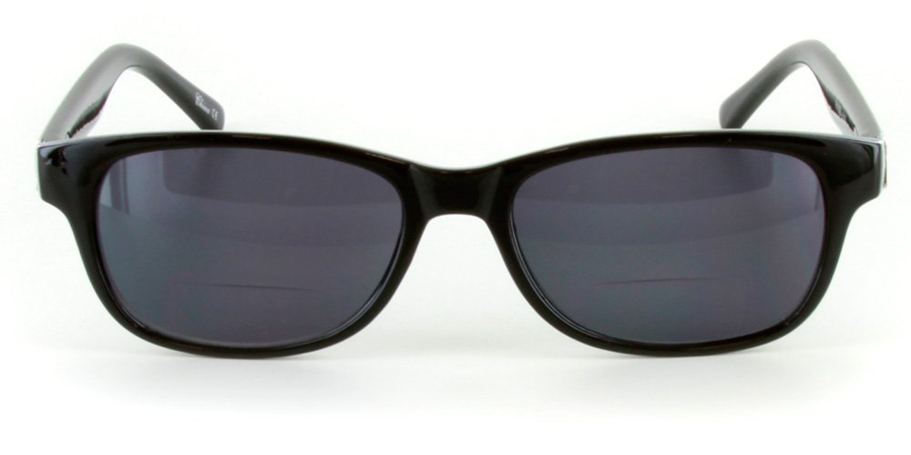 Oahu Bifocal Sunglasses - Classic Square Frame for Men & Women - Black with Smoke Lens +1.25 Reading Power - Perfect for Reading, Driving & Outdoor Activities