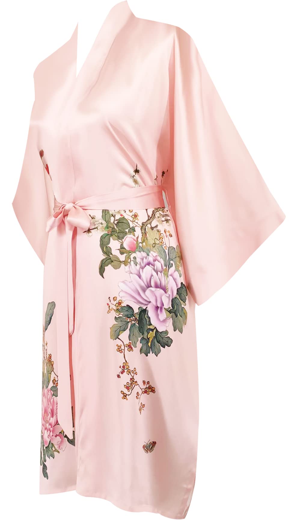 Luxury Women's 100% Pure Silk Kimono Robe - Short Sleeve Bathrobe & Pajama Set for Spa, Lounge & Sleepwear | Elegant Homewear & Bridal Gift Idea