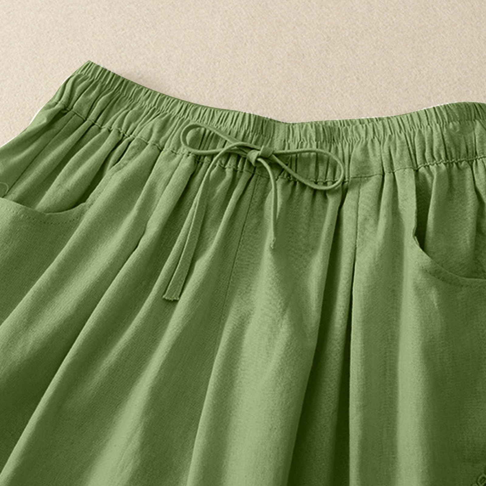 Women's Cotton Linen Shorts with Pockets - Summer Casual Lounge Wear for Home & Travel