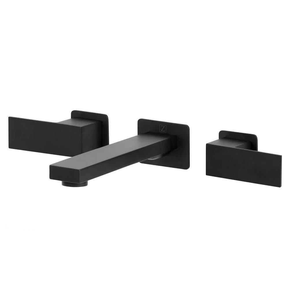ZLINE Bliss Wall Mount Bathroom Faucet in Matte Black - Modern Matte Black Wall-Mounted Bathroom Sink Faucet with High Arc Spout for Bathroom Vanity, Powder Room, and Guest Bathroom (BLS BFW MB)