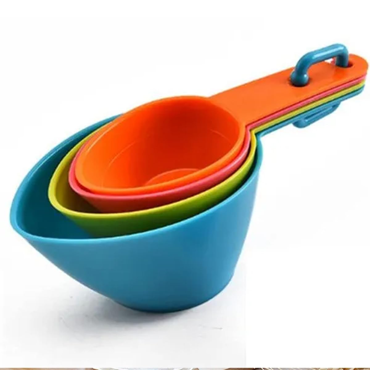 Hooipo 4-Piece Colorful Plastic Measuring Spoon Set - Stackable, Easy to Clean for Baking, Cooking, Tea, Coffee & Spices - Perfect for Liquid & Powder Ingredients - Kitchen Essentials for Home Bakers & Chefs