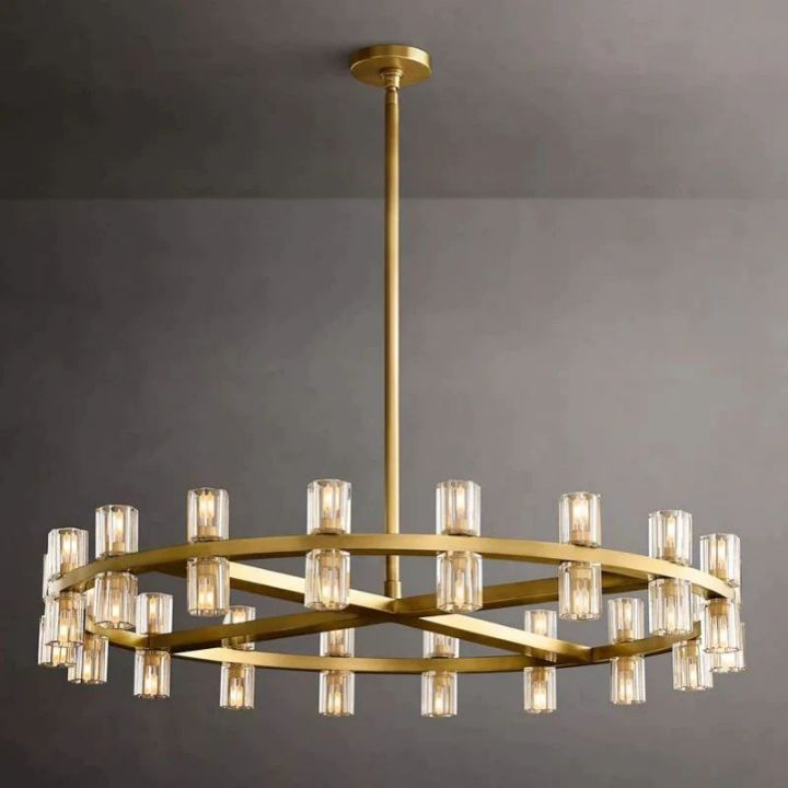 Elegant Aurora Crystal Wine Glass Round Chandelier - 48 Inch Modern Dining Room Lighting Fixture for Restaurants, Weddings & Home Decor