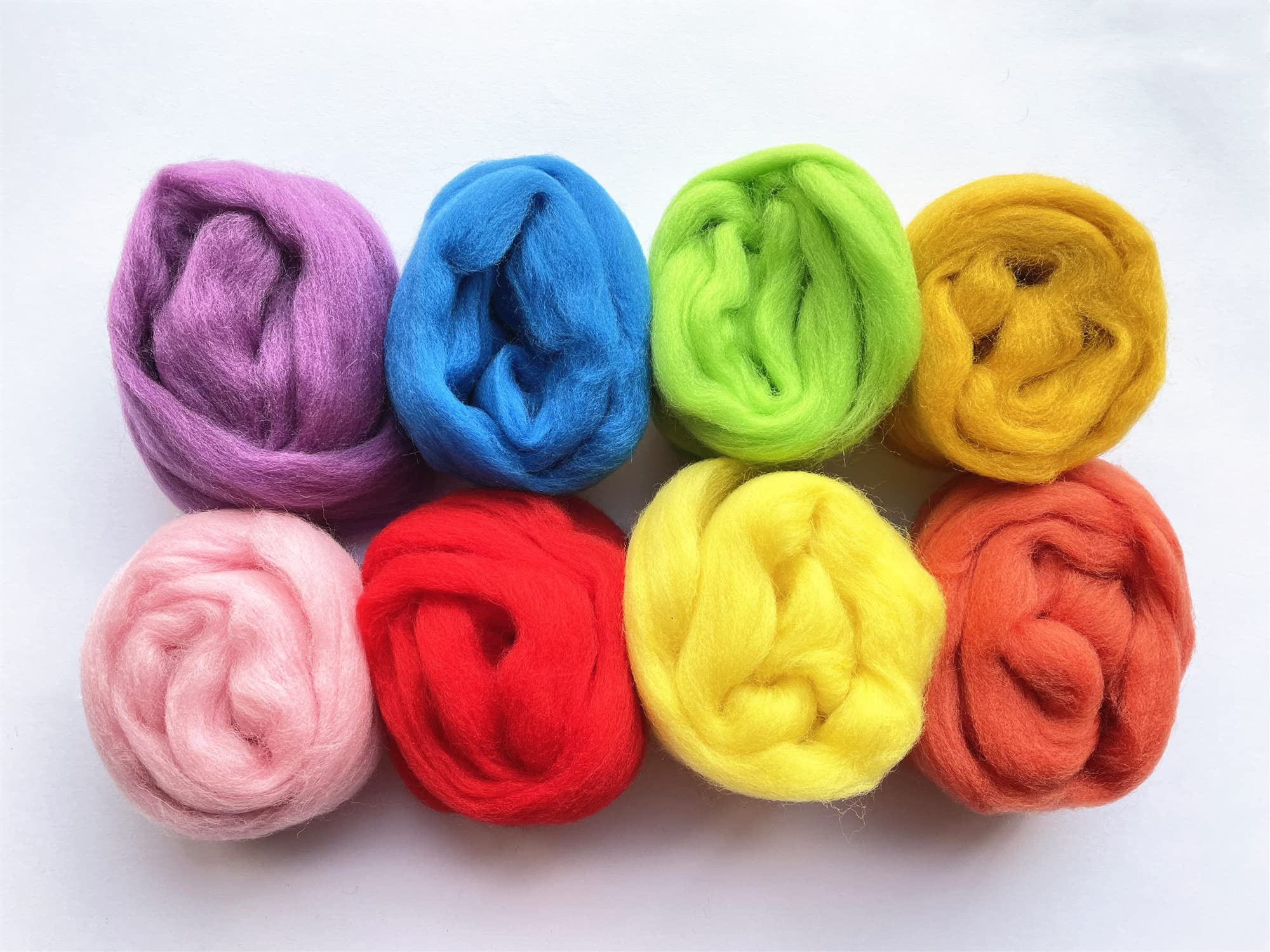 T.F GHG Needle Felting Wool Roving Kit - 8 Colors (15G/Color, 120G Total) 100% Natural Wool for DIY Yarn Crafts, Needle Felting Projects, Sculpting, and Beginner Fiber Art Supplies (Fresh)