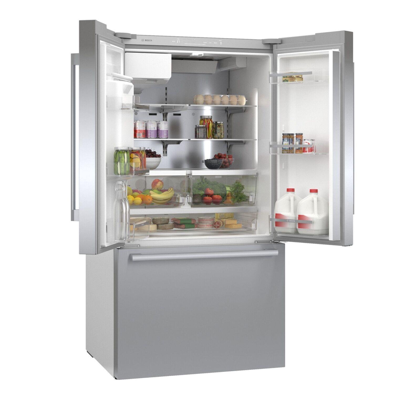 Bosch B36FD50SNS 500 Series 36-Inch French Door Refrigerator with Bottom Freezer - Stainless Steel, Easy Clean Design - Perfect for Modern Kitchens & Open-Concept Homes