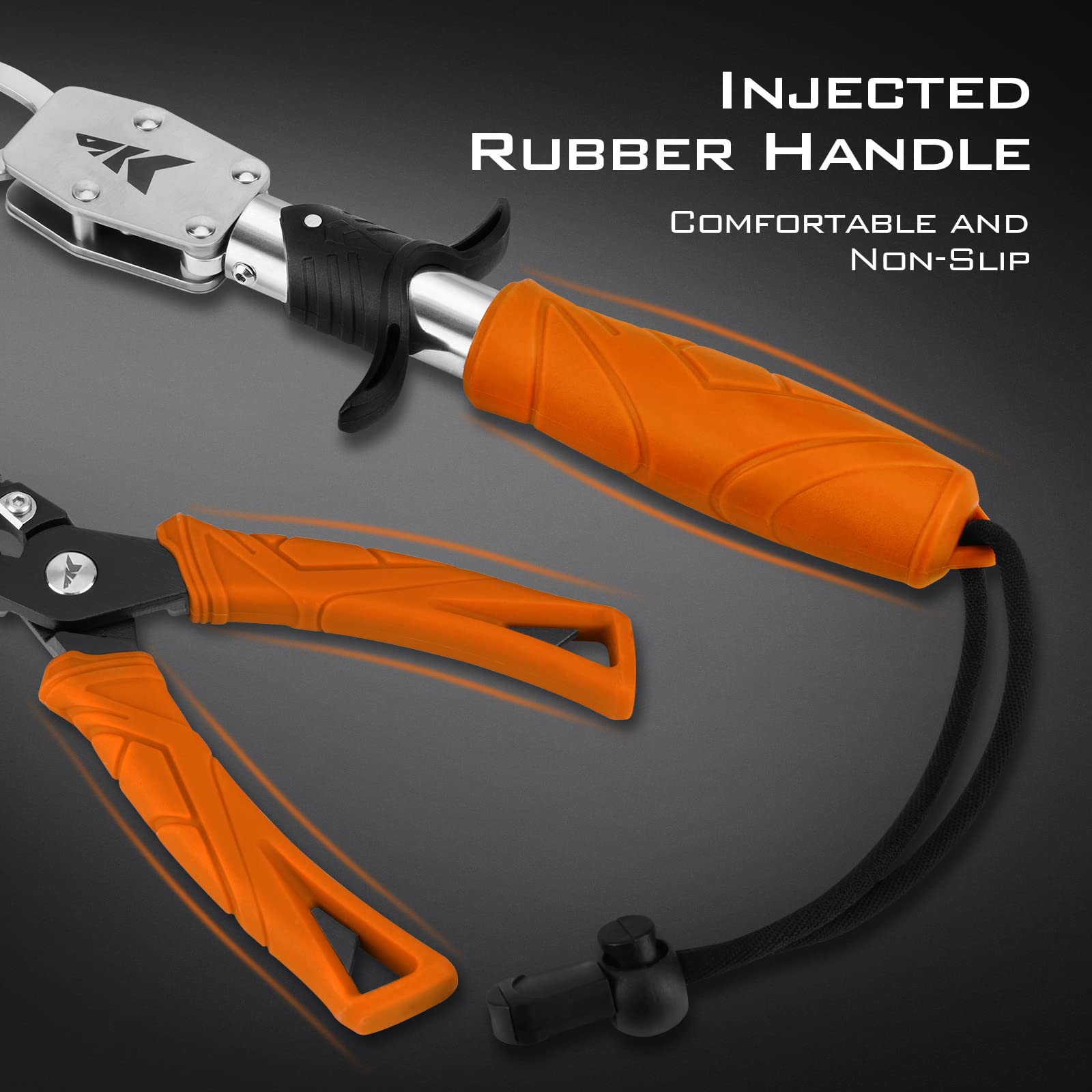 **KastKing Saltwater Resistant Fishing Pliers & Fish Lip Gripper Combo with Rubber Handle, Lanyard, Line Cutter & Hook Remover – Durable Fishing Gear for Saltwater, Freshwater & Ice Fishing – Perfect Gift for Anglers**