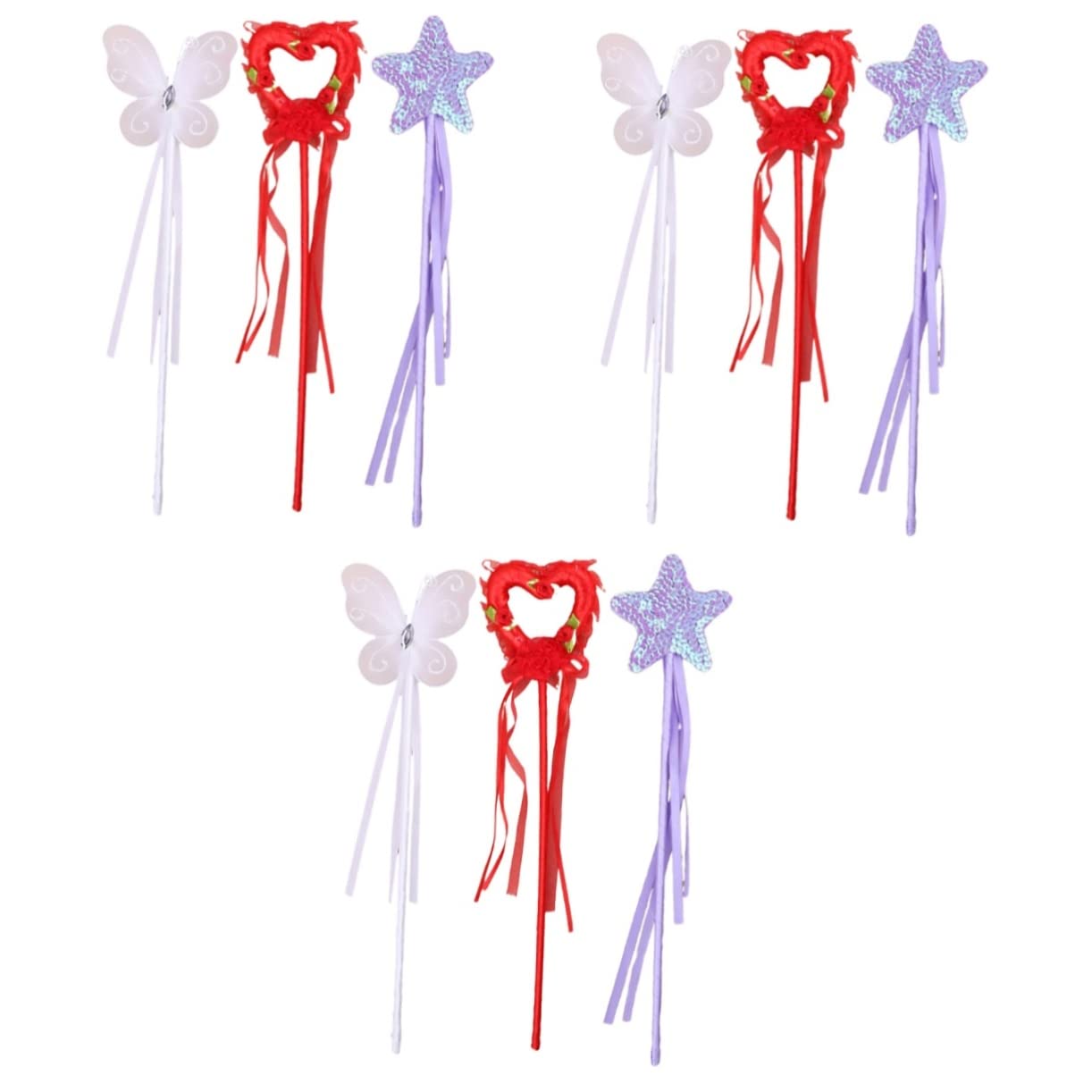 Totority 9-Piece Princess Dress Up Set - Star & Heart Fairy Wands, Butterfly Costume Accessories for Girls Birthday Party, Role Play & Pretend Play - Perfect for Princess Themed Parties, Dress-Up Games & Make Believe Fun