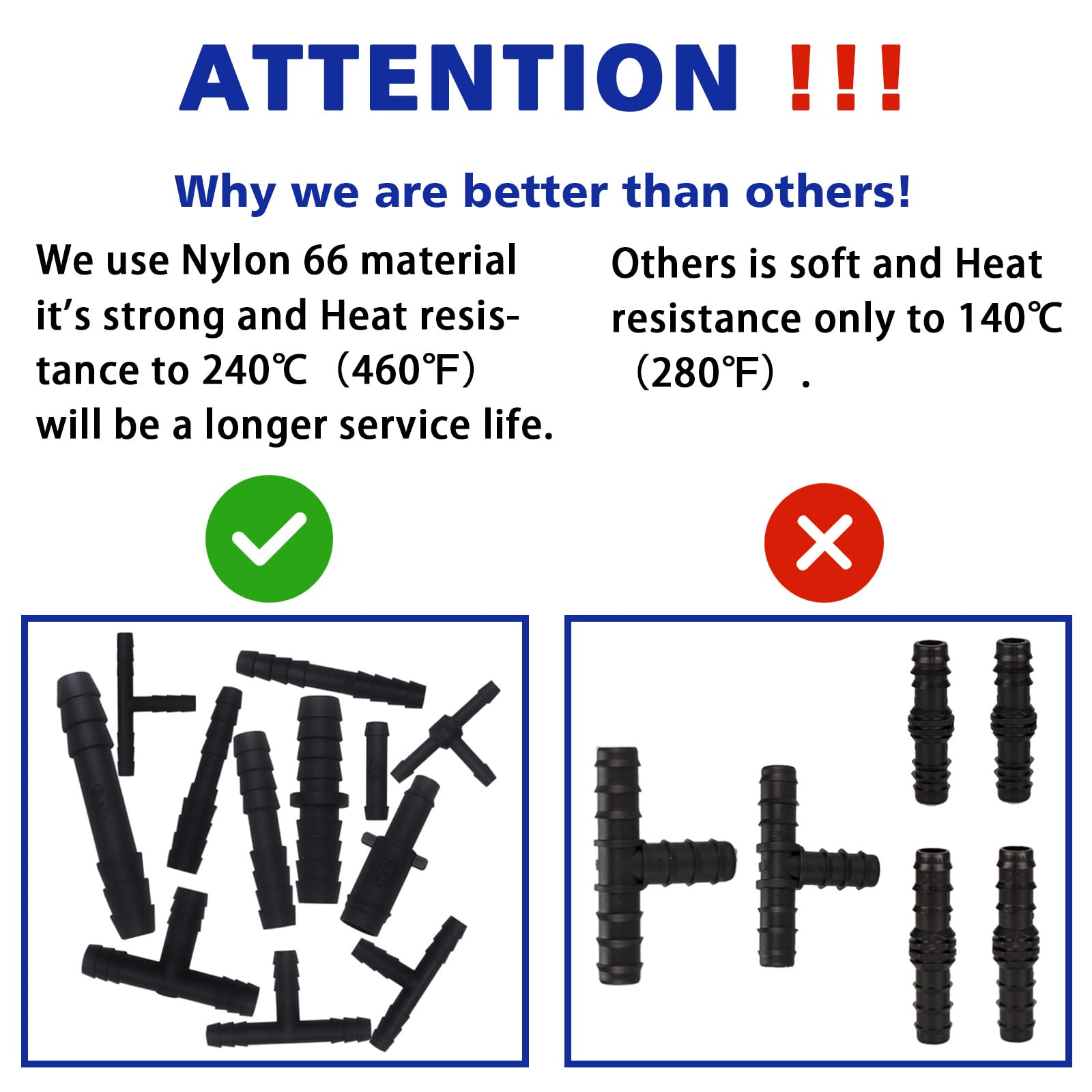 High-Temperature Vacuum Connector Assortment Kit - 240°C (460°F) Heat Resistant Nylon Automotive Vacuum Tubing Connectors & Tee Fittings - 115-Piece Set by BUSY-CORNER - Perfect for Car Engine Repairs, HVAC Systems, and Industrial Applications