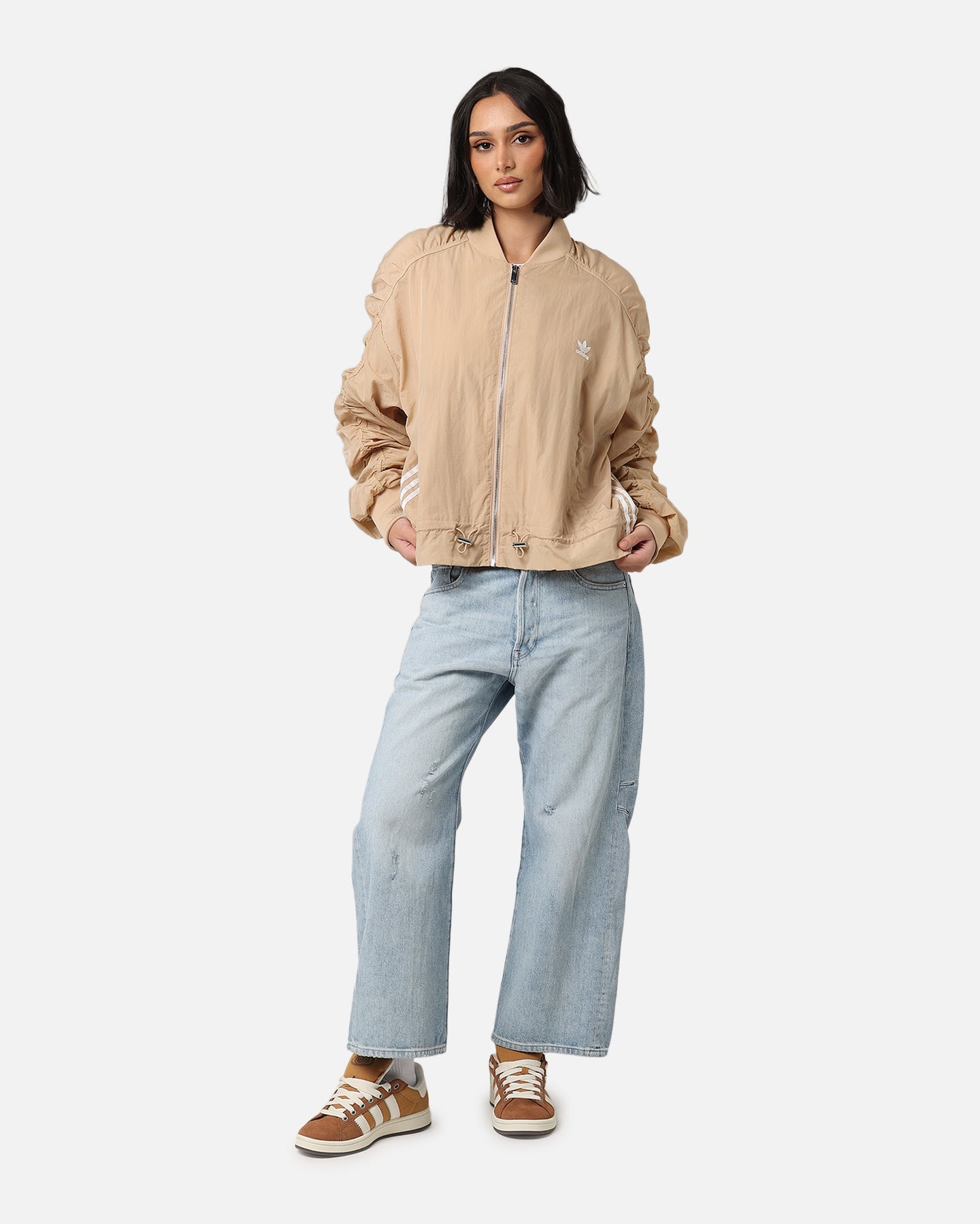 Adidas Women's Lightweight Bomber Jacket in Magic Beige - Perfect for Casual Outfits, Travel & Spring Layering