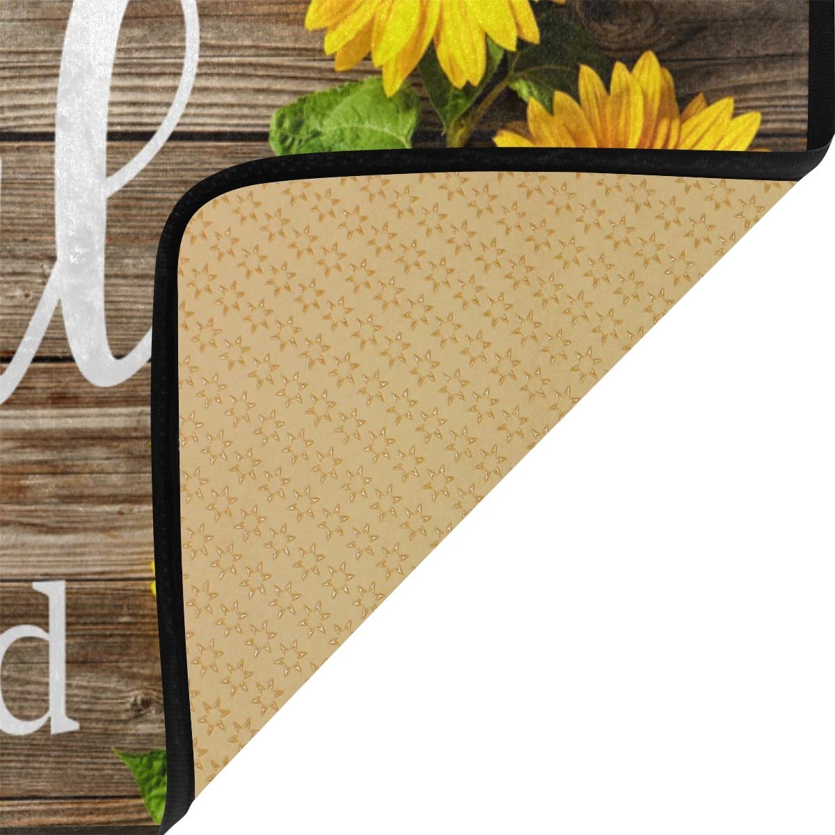 Non-Slip Sunflower Kitchen Rug - Washable Fall Floor Mat with Cushion Comfort, Farmhouse Decor for Thankful & Grateful Home - Perfect for Kitchens, Entryways, and Cozy Farmhouse Style
