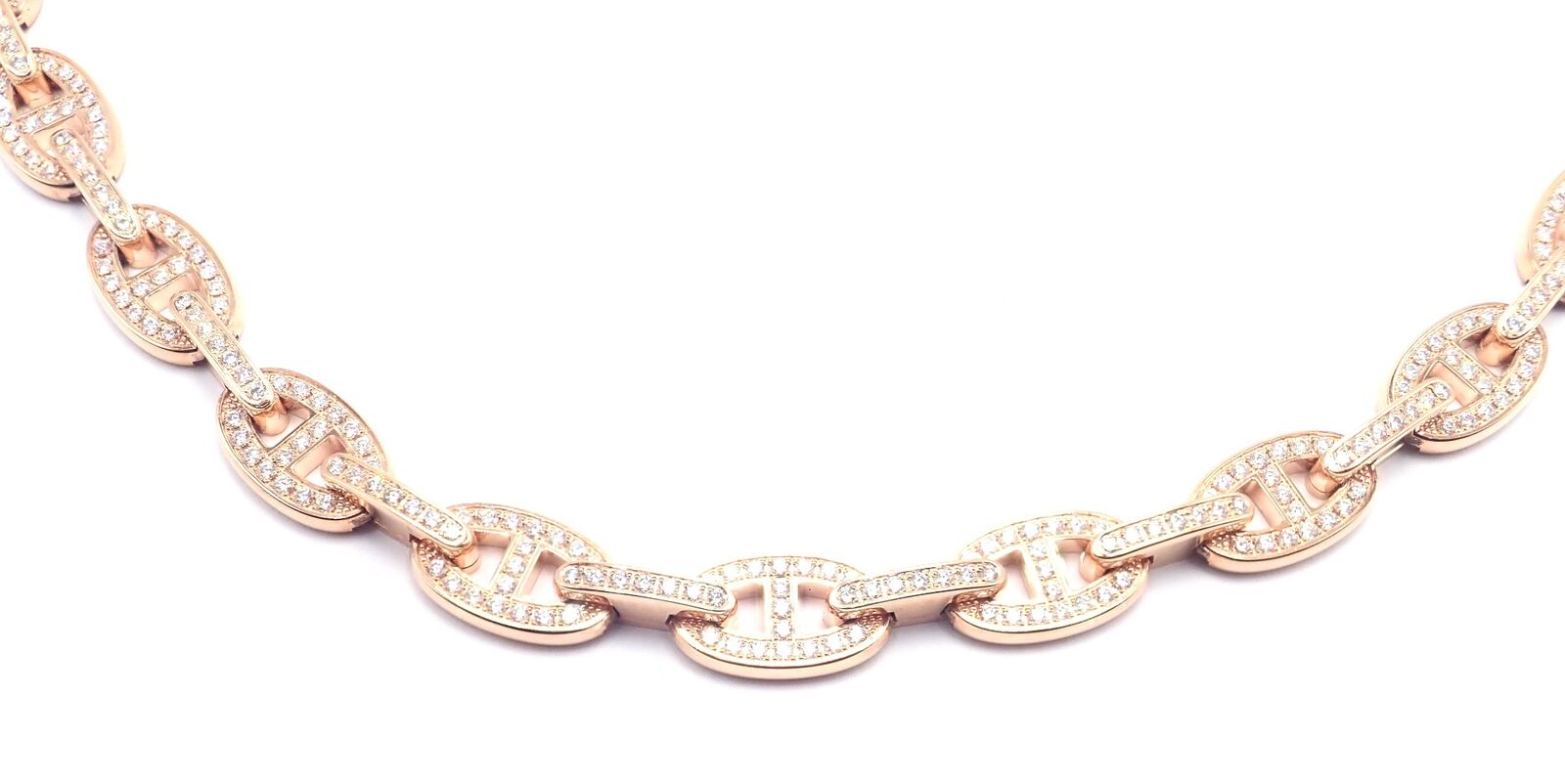 Authentic Hermes Chaine d'Ancre Enchaine 18K Rose Gold Diamond Link Necklace - Luxury Jewelry for Women, Perfect Gift for Anniversary & Special Occasions