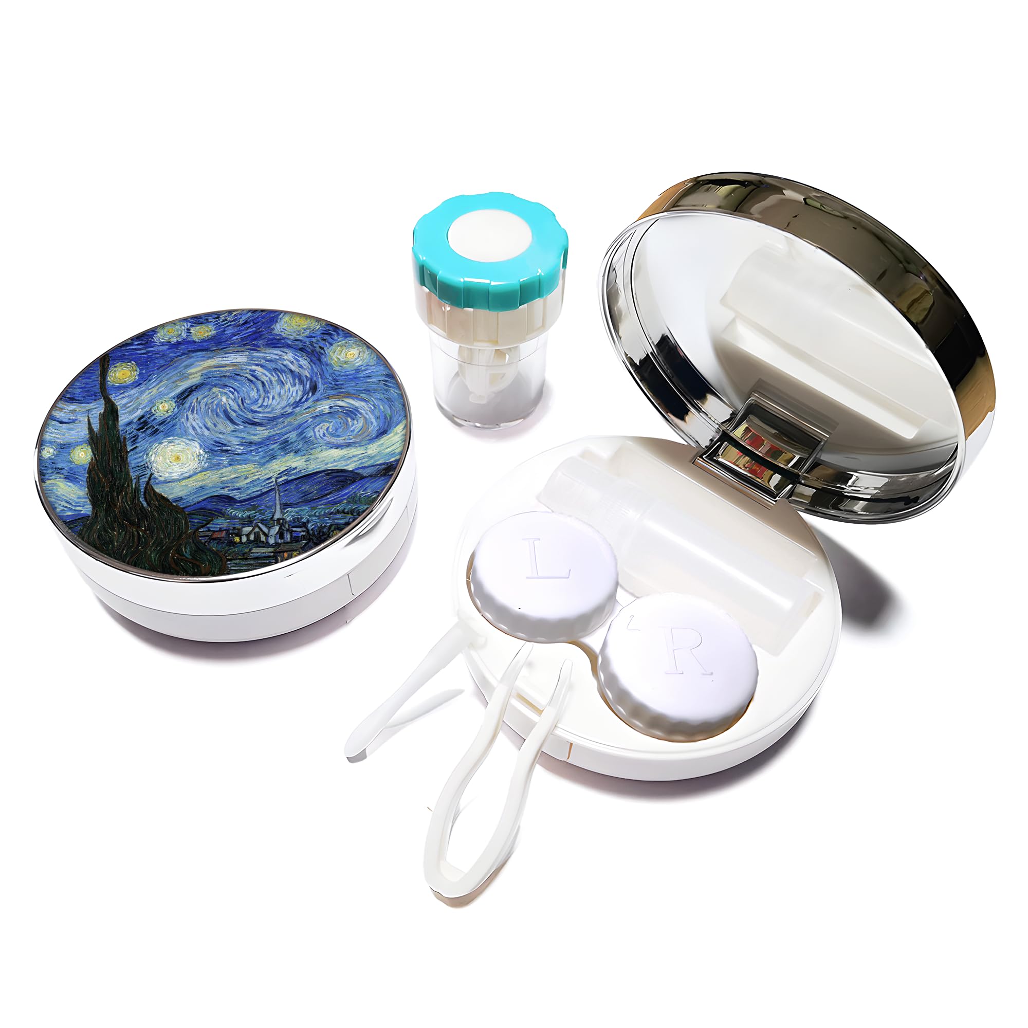 5-in-1 Portable Contact Lens Travel Kit with Mirror & Tools for Daily Use & Outdoor Travel