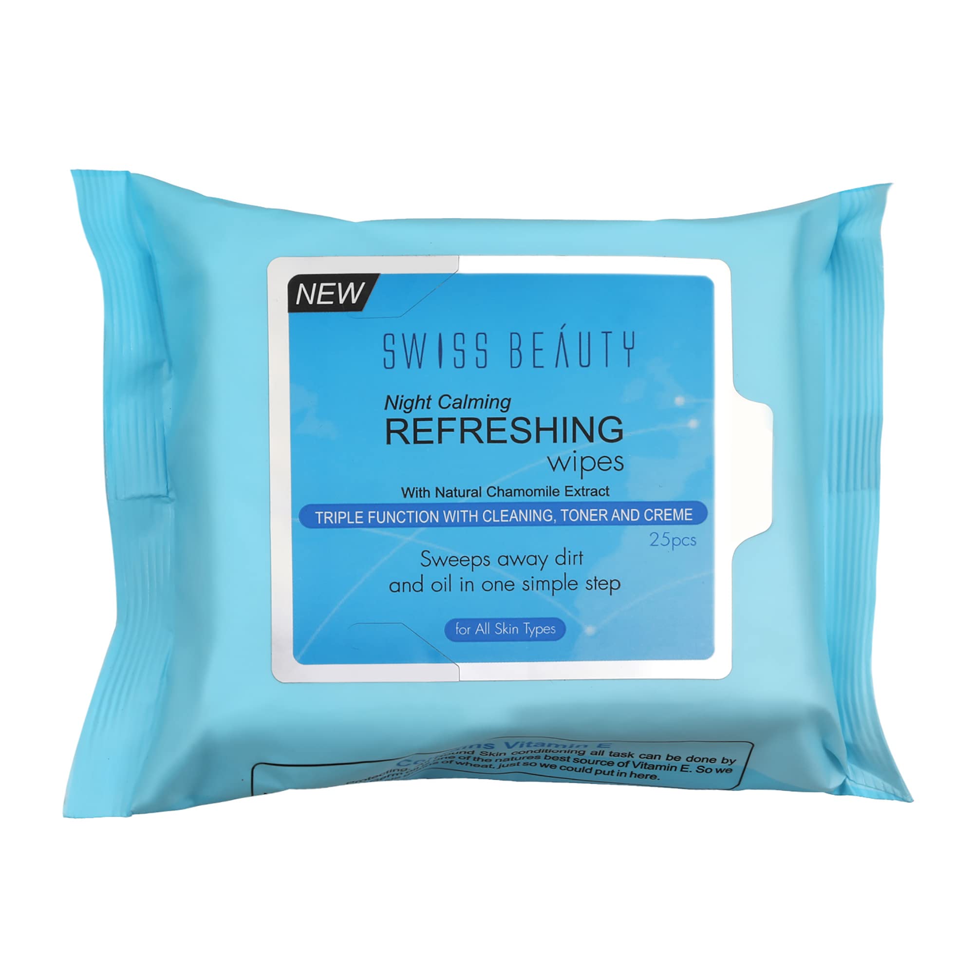 Swiss Beauty Daily Essentials Makeup Remover Cleansing Wet Wipes - Gentle Facial Wipes for All Skin Types, 25 Count (Blue) | Perfect for Travel, Gym & Quick Makeup Removal