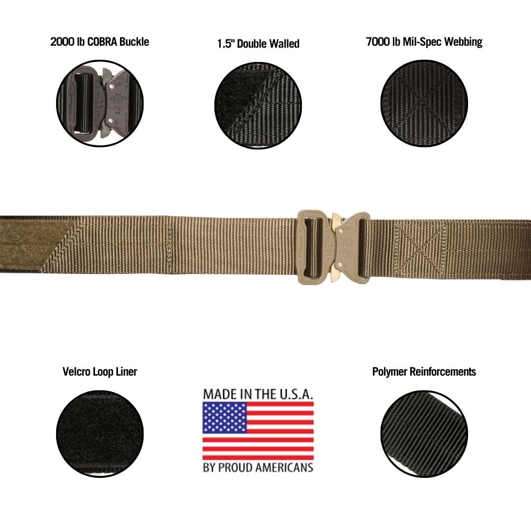 Tac Shield Tactical Gun Belt - Heavy Duty Nylon Military Belt for Concealed Carry, Duty & Range Use - Adjustable Waist 28
