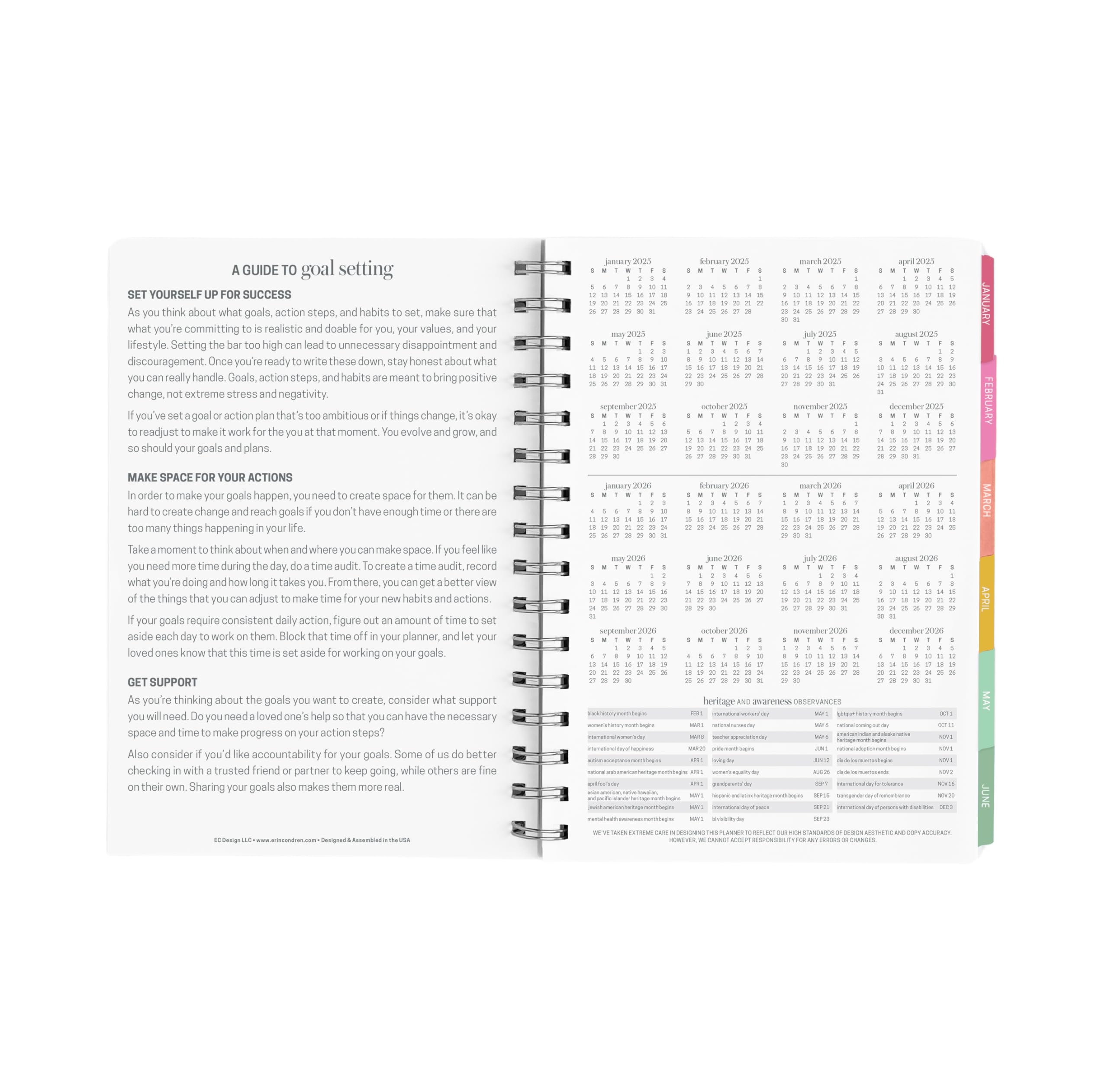 Erin Condren Inspired 2025 Weekly Planner - A5 Size 12-Month Dated Calendar (Jan-Dec) with Floral Petal Party Cover - Perfect for Students, Professionals & Goal Tracking