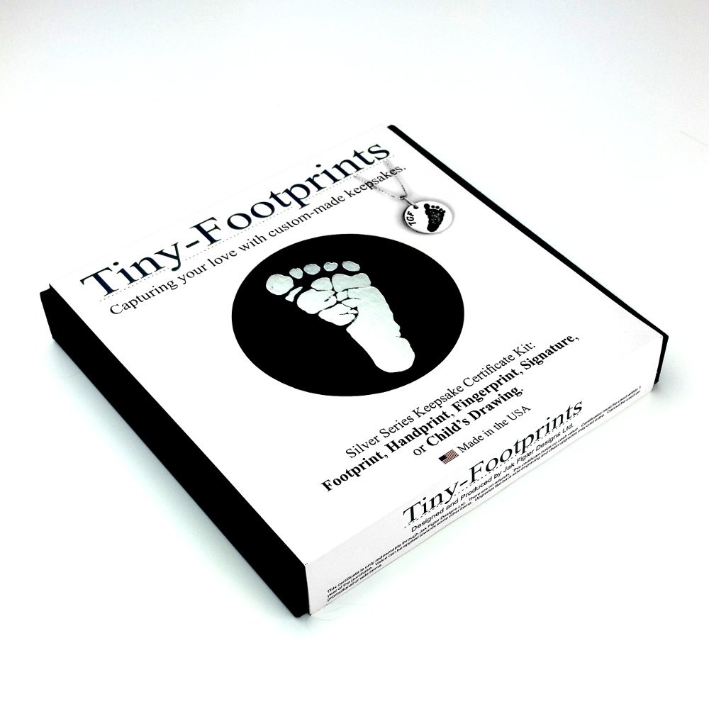 Personalized Silver Baby Footprint Keepsake Kit - Unique Push Present Gift for New Moms | Newborn Memory Preservation | Baby Shower, Christening & First Birthday Gift Idea