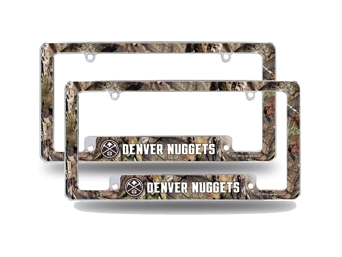 Denver Nuggets Chrome Metal License Plate Frames (Set of 2) - Mossy Oak Camouflage Design | Perfect for Cars, Trucks & SUVs | Show Team Spirit On The Road