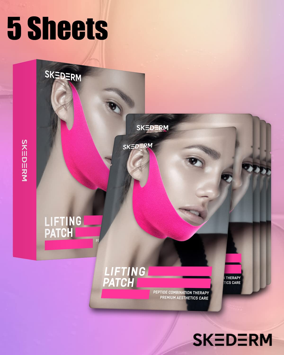 V-Shaped Lifting Patch Peptide Face Mask - Double Chin Reducer & V-Line Slimming Treatment for Jawline Contouring | At-Home Facial Care & Instant Lifting Solution