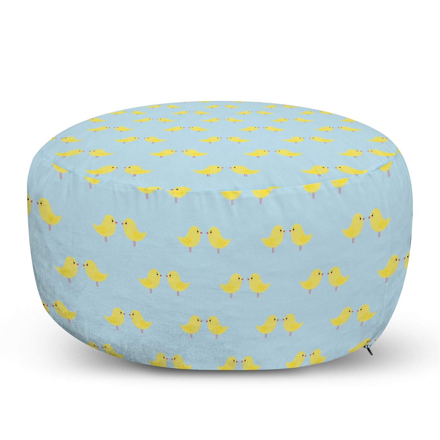 Ambesonne Yellow Bird Ottoman Pouf - Cartoon Chick Pattern Foot Rest for Living Room & Bedroom
