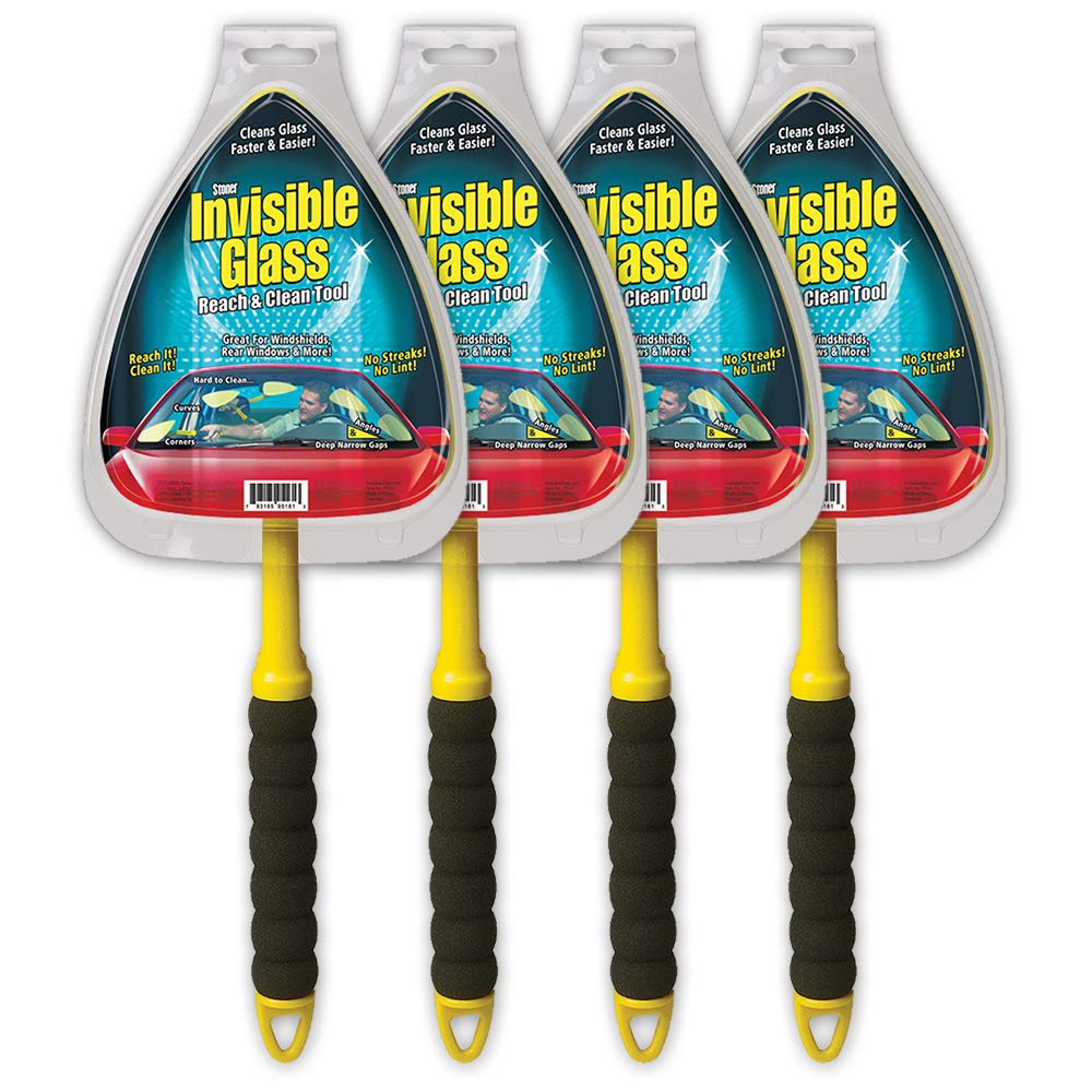 Stoner 95161 Invisible Glass Reach and Clean Tool - 4 Pack | Streak-Free Window & Mirror Cleaner for Hard-to-Reach Areas | Perfect for Car Windows, Home Glass Doors & Shower Mirrors