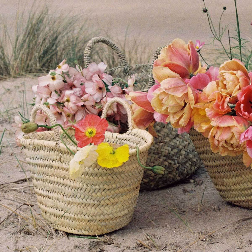 Handwoven Moroccan Palm Leaf Basket - Natural Eco-Friendly Storage for Home & Kitchen | Perfect for Fruits, Bread, and Decor